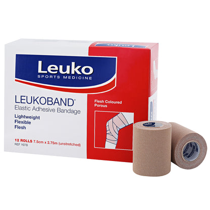 Leukoband Elastic Adhesive Bandage - 7.5cm x 3.5m (12 Rolls)