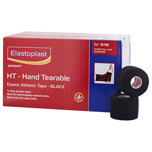 Elastoplast Hand Tearable Black Elastic Adhesive Bandage - 5cm x 3.5m (24 Rolls)