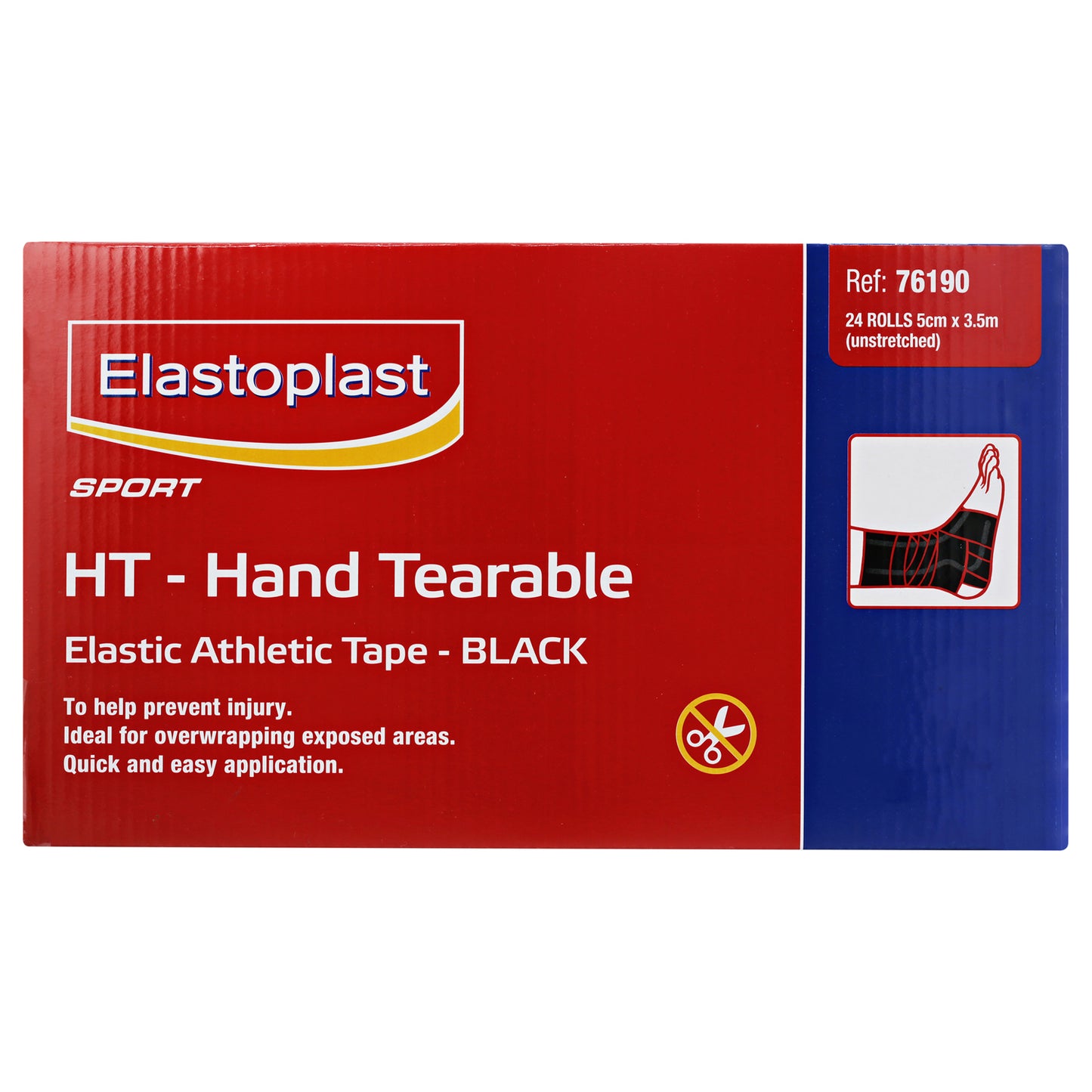 Elastoplast Hand Tearable Black Elastic Adhesive Bandage - 5cm x 3.5m (24 Rolls)