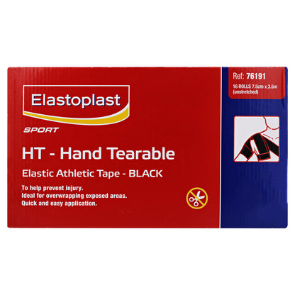 Elastoplast Hand Tearable Black Elastic Adhesive Bandage - 7.5cm x 3.5m (16 Rolls)